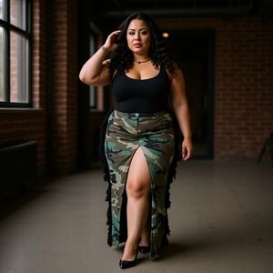 Army Fatigue Skirt with Split